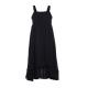 Black Color Chiffon Plus Size Slip Dress Polyester Material With Flounce Hem And Lined