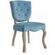 Antique Furniture Dining Room Chairs Button Tufted Blue Color Linen Fabric