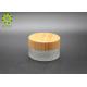 Compact Frosted Glass Cosmetic Bottles And Jars For Cream With Bamboo Lid