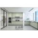 Fadior Closed Kitchen Cabinet With Refreshing Mung Bean Gray And White Marble