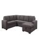 Modern u-shape 2pc seater corner and loveseat w/ pull-out bed drawing room sectional chaise linen fabric sofa set