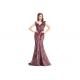 Lace Embroidery Burgundy Middle Eastern Evening Dresses Sweep Train Tapestry Material