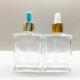 Personal Care 50ml Glass Dropper Bottles Flat Square With Colorful Gum
