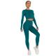 Knitted solid color seamless long sleeved pants yoga suit fitness pants women