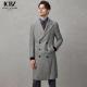 British Style Wool Gray Windbreaker Overcoat for Men's Mid-Length Double-Breasted