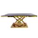 Artificial Marble Top Gold Plating 6 Seats Dining Table For Banquet