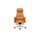 Genuine Leather Revolving Chair 3 Positions Locking 135 Degree Back Tilt With Armrest