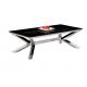 Rectangle Fixed Dining Table , Stainless Steel Black Painted Dining Table