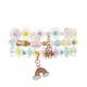 Enamel Rainbow Charm Beads Bracelet Dream Color Flower Shape For Teenage Girl
