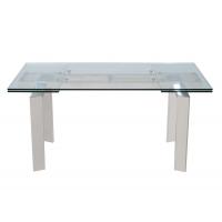 200cm Length Extendable Glass Dining Table Fire Resistant With Steel Base