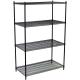 Grocery Store Heavy Duty Commercial Wire Shelving 4 Layers Black Epoxy Surface Finish