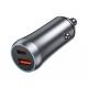 48W Dual-Port USB-C Car Charger, 12-24V DC Input ABS+PC Fireproof
