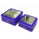 Fashion Set Of 2 Square Tin Box With Clear PET Window For Food Packaging