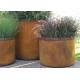 Landscape Rusty Round Corten Steel Planters Boxes For Plaza Waterproof