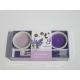 2pk  purple lavender fragrance ceramic candle,incense with printed wrapping  label packed into clear box