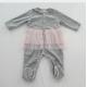 Grey Melange Velvet Long Sleeve Baby Girl Footies Mesh Layer Decoration