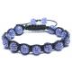 Adjustable Shamballa Bracelet, Blue Rhinestone Ball