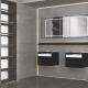 Rock slab Countertop Mirrored Bathroom Vanity Cabinet With Lights OEM