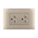 White / Gold Twin Switched Socket  , 2 Gang 3 Pin Wall Socket Easy Installation