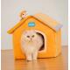 Pink Orange Cat Sleeping House For Cat & Dog Beds With Soft Pillow