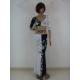 Metallic V Neckline White Black Bra Floor Length Maxi Skirt Belly 2 Piece Dance Costumes