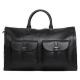 Foldable Black Leather Suit Carrier Weekend Bag , Mens Travel Garment Bag