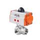 SS304/316 Hygienic Air Pneumatic Actuator Three Way Ball Valve with Tee Type Structure