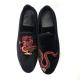 Slip On Mens Black Suede Tassel Loafers With Red Leather
