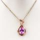 Rose Gold Plated 925 Silver Chain Oval Pink Cubic Zircon Pendant Necklace(P06)