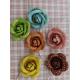 Handmade Brown Fabric Craft Flowers DIY Home Decorations With Printed Dot