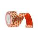Orange Tantan Printed Satin Ribbon Polyester Material With Foil Silver