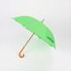 Green Windproof Curved Handle Umbrella With Wooden Hook Fiberglass Frame