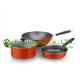 3 pieces stainless steel cooking cookware including fry pan and soup pot and milK pot