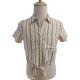 Tie Front Short Sleeve Female Brown Striped Blouse