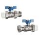 3604 3618 Nickel Plated Straight Type Brass Ball Valve with Blue Aluminum Butterfly Handle for PP-R pipe connection