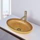 OEM Sturdy Glass Vessel Basins 18k Gold Color Interior 135mm Height