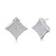 Tetragonal Earrings Screw Micropave Sterling Silver 1.25mm AAA+ 925 Silver CZ