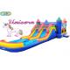 Backyard Unicorn Inflatable Bouncer And Slide , Double Slide Bounce House