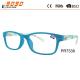 New arrival and hot sale of plastic reading spectacle glasses, silver metal parts,spring hinge
