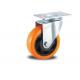 medium duty 3 swivel orange color PU caster double ball bearing , Rueda,