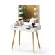 White Wooden Makeup Vanity Table With Lighted Mirror USB Function