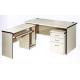 Moistureproof White Particle Board Office Furniture Standing Desk L Shape Design
