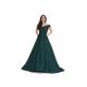 Elegant Greene Vening Dresses For Women / V Neck Long Muslim Formal Dress