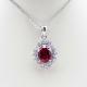 925 Silver  Oval Ruby Cubic Zirconia Pendant Necklace (FP033)