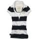 Stretch Cotton Mesh Red And White Striped Polo Shirt For Women 150g - 260g