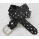 Black PU Mens Casual Belts With Decoration Of Star Metals & Diamonds