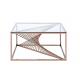 Metal Geometric Frame Coffee Table Console Table with Stainless Steel Base Tempered Glass Top