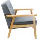 Grey Living Room Armchair Retro Modern Lounge Fabric Sofa Wooden Chair