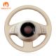 Custom Hand Sewing Beige Artificial Leather Steering Wheel Cover for Fiat 500 500c 2008 2009 2010 2011 2012