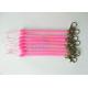Plastic Expanding Coil Key Holder With String And Snap Clip , Transparent Pink Color